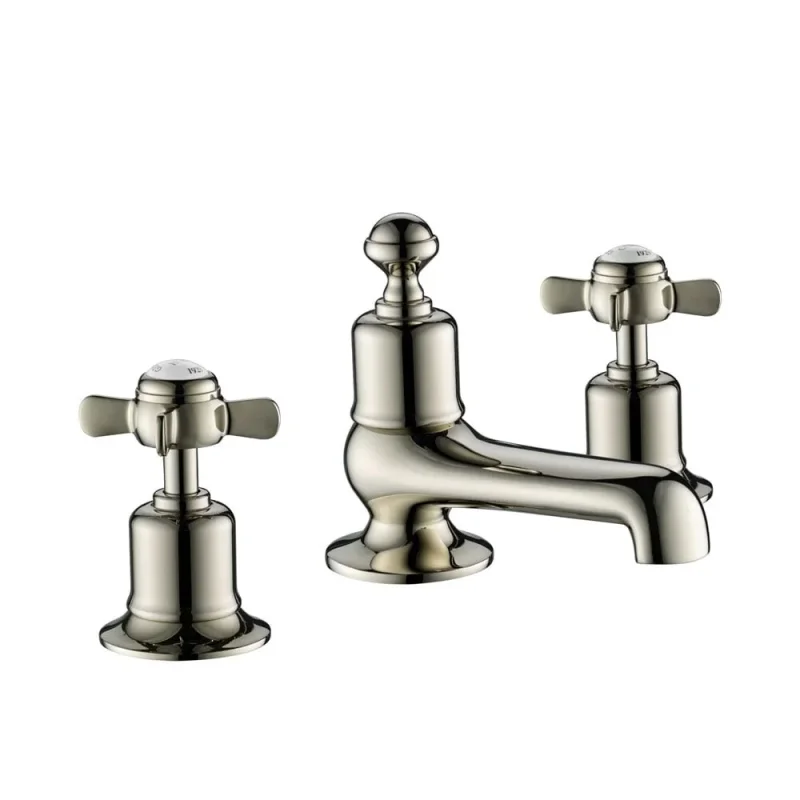 Just Taps Grosvenor Pinch 3 Hole Deck Mounted Basin Mixer Nickel product image - Image 1