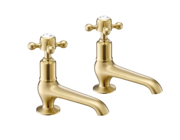 Just Taps Grosvenor Basin Taps Long Nose 1/2 Brushed Brass