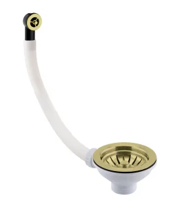 Just Taps Basket Strainer Waste Round Overflow Brushed Brass