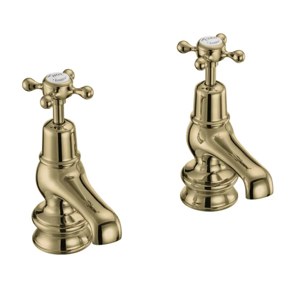 Burlington Quarter Turn Basin Pillar Taps 3 Gold