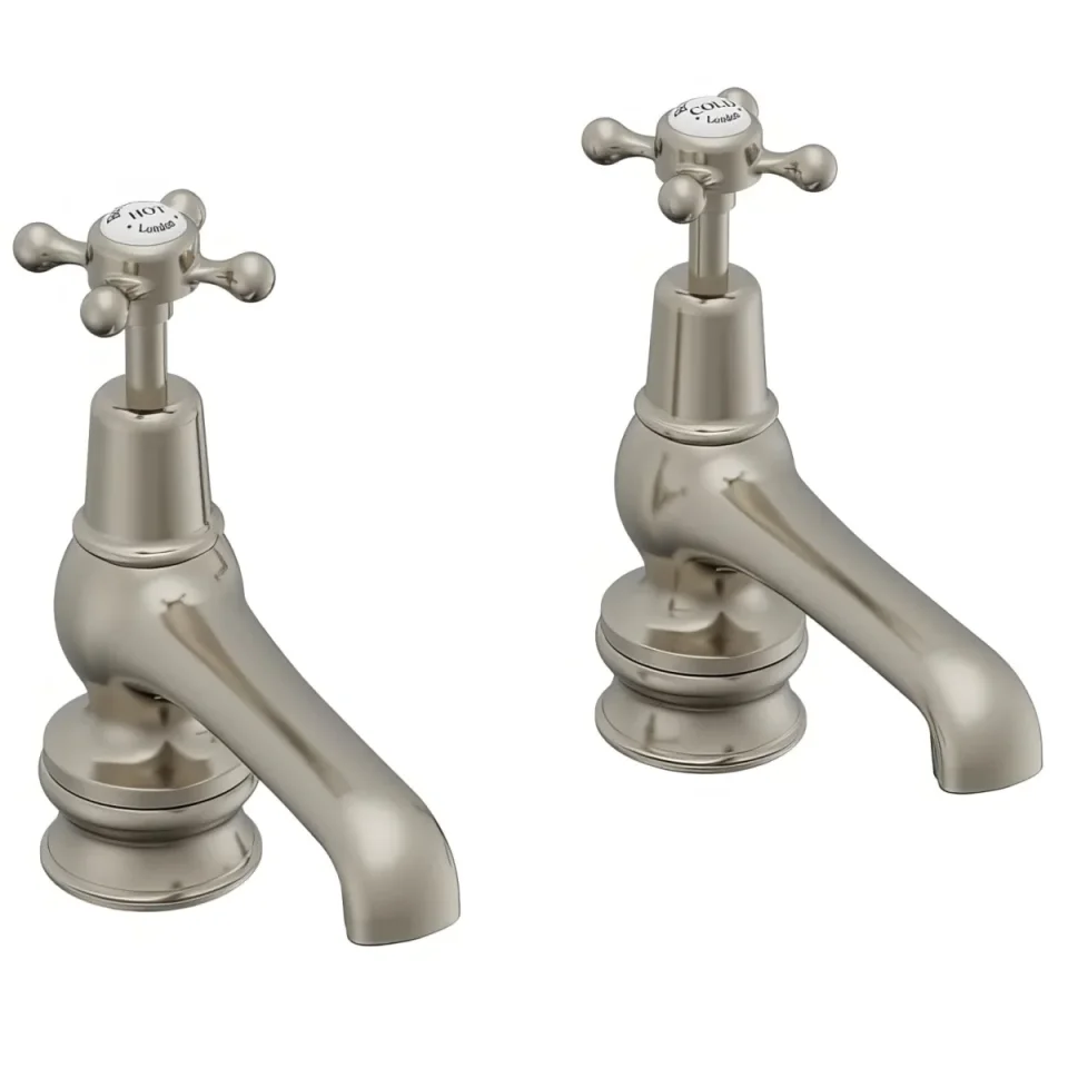 Burlington Regent 5" Basin Taps Brushed Nickel detail view - Image 2