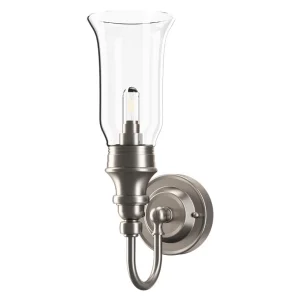 Burlington Ornate Base Vase Clear Glass Shade Brushed Nickel