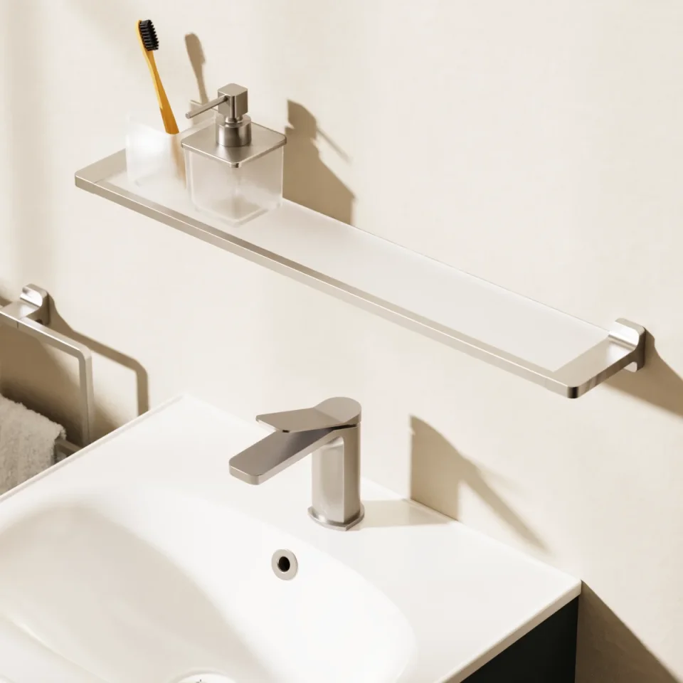 Crosswater Rotar Shelf 600mm Brushed Nickel detail view - Image 2