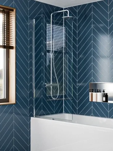 Crosswater Clear 6 Hinged Bath Screen 800 Brushed Nickel detail view - Image 2