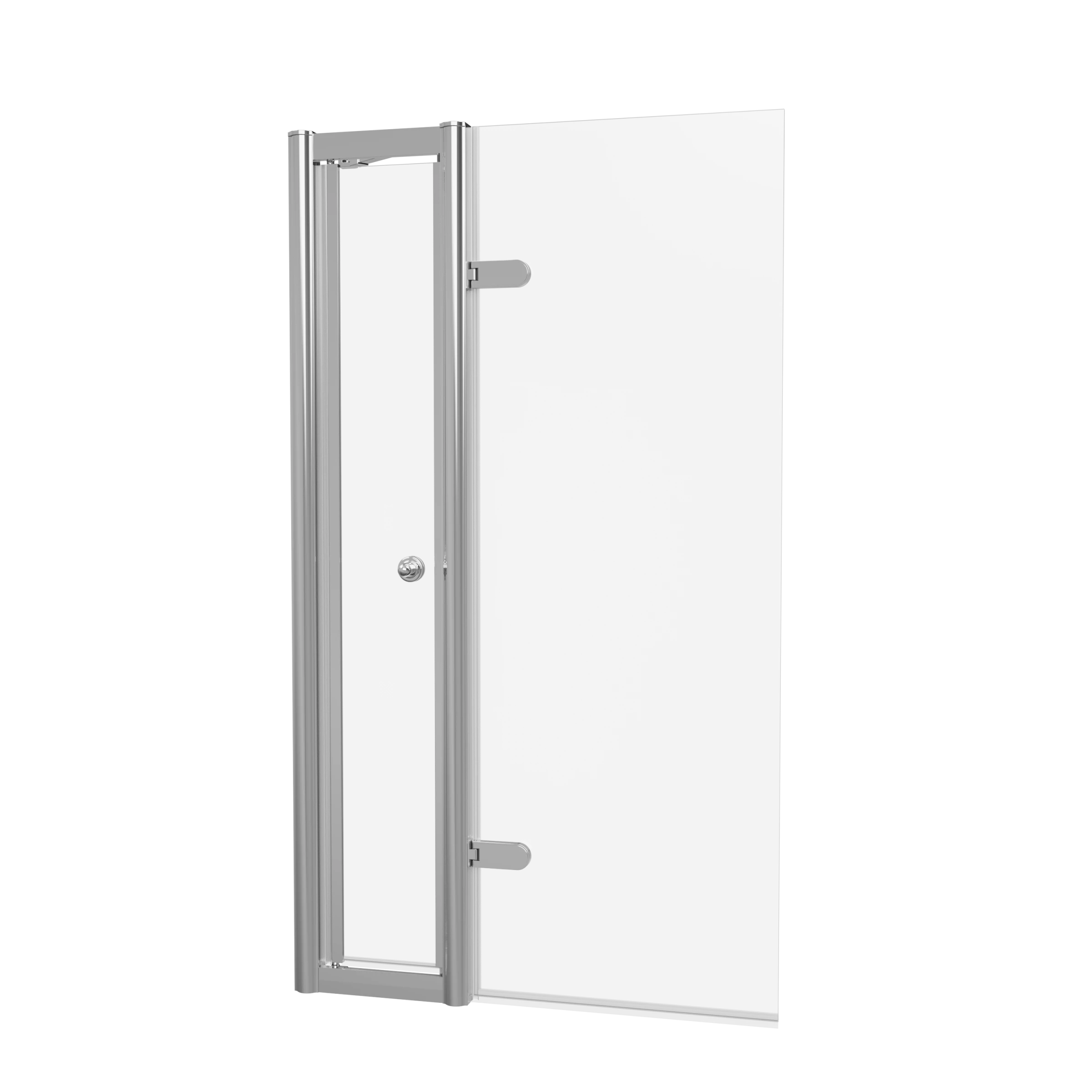 Burlington Classique Hinged Bath Screen With Access Door 850 And Victorian 1850 Handle Chrome