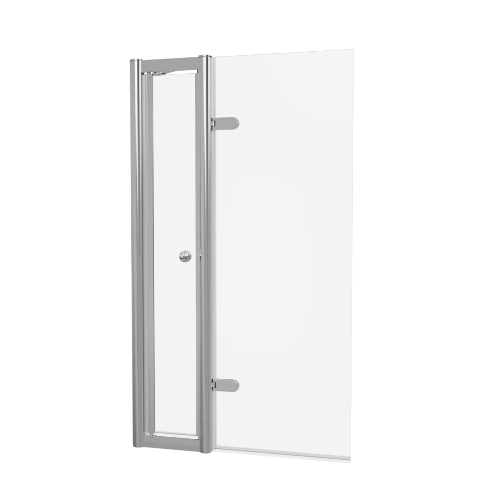 Burlington Classique Hinged Bath Screen With Access Door 850 And Victorian 1850 Handle Chrome product image - Image 1