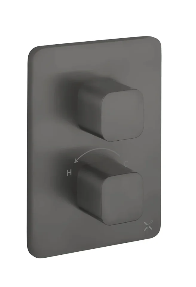 Crosswater Crossbox Atoll / Glide II 2 Outlet Trim & Levers Slate product image - Image 1