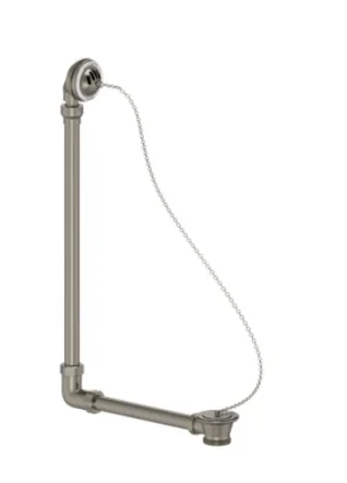 Burlington Exposed Bath Overflow Plug & Chain Brushed Nickel detail view - Image 2
