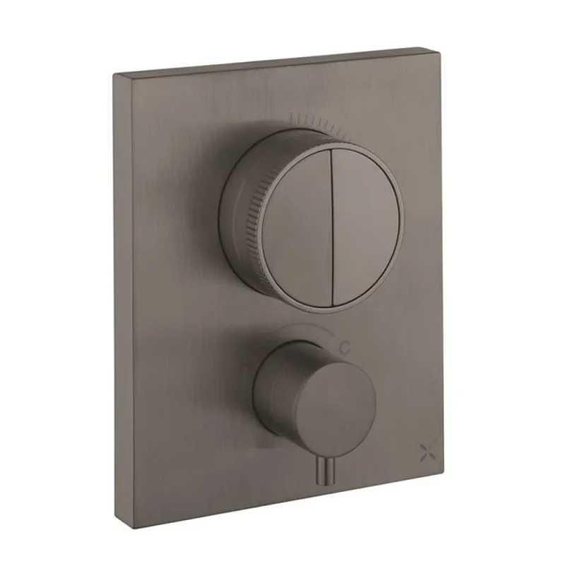 Crosswater Mpro Crossbox Push 2 Outlet Trim Slate detail view - Image 4
