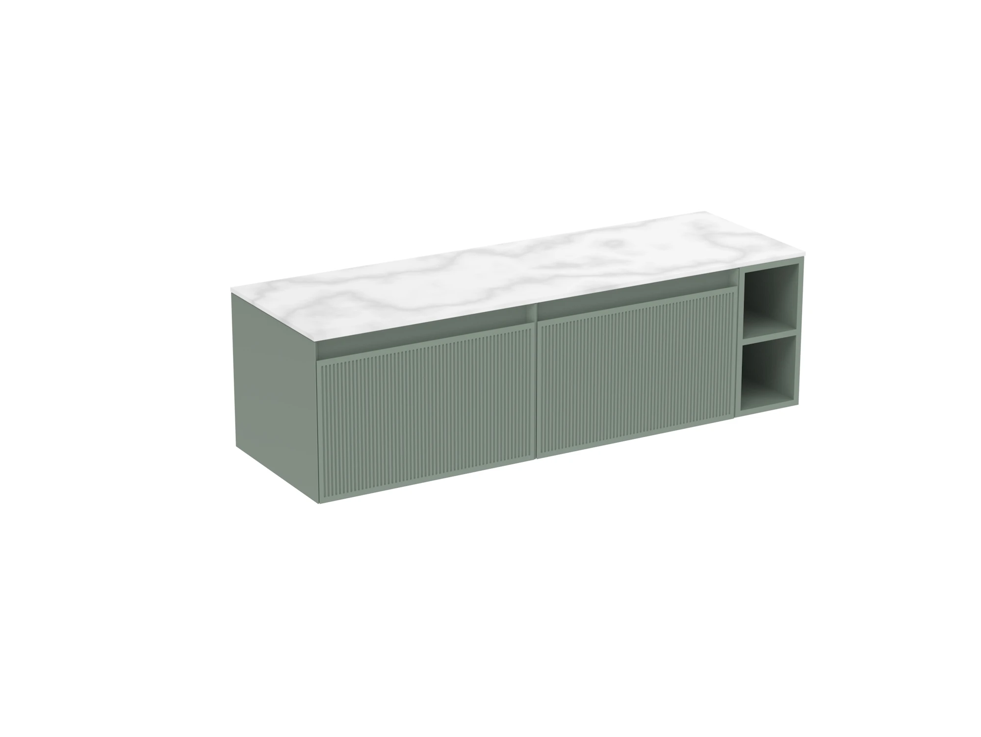 Saneux Monument 140cm Kit - 2 X 60cm 1 Drawer Wall Mounted Unit, 20cm Spacer & 140cm Countertop - Matte Sage