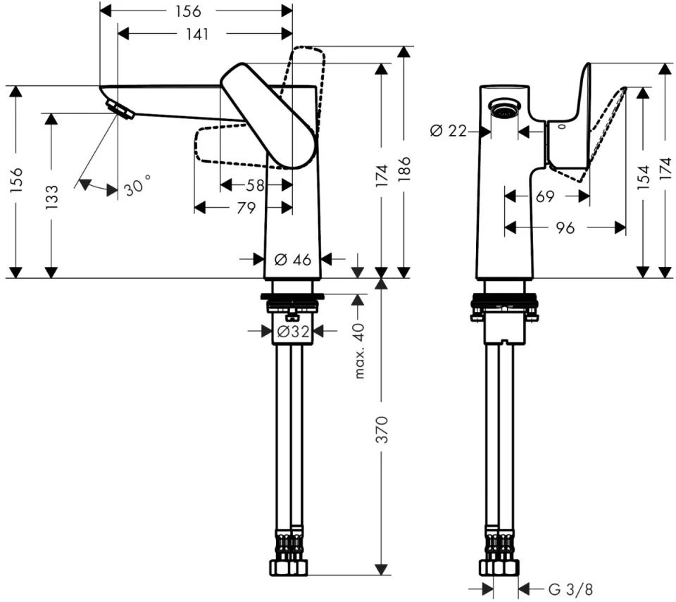 Hansgrohe Talis E Single Lever Basin Mixer 150 Without Waste Chrome detail view - Image 2