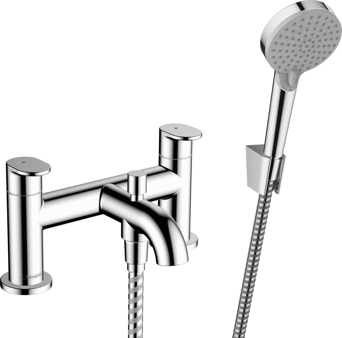 Hansgrohe Vernis Blend 2-hole Rim Mounted Bath Mixer With Diverter Valve And Vernis Blend Hand Shower Vario Chrome