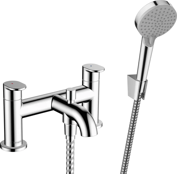 Hansgrohe Vernis Blend 2-hole Rim Mounted Bath Mixer With Diverter Valve And Vernis Blend Hand Shower Vario Chrome