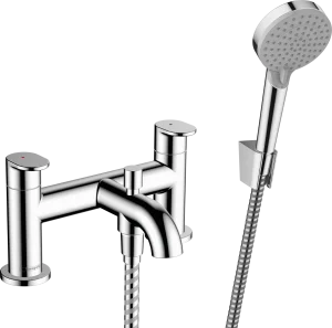 Hansgrohe Vernis Blend 2-hole Rim Mounted Bath Mixer With Diverter Valve And Vernis Blend Hand Shower Vario Chrome