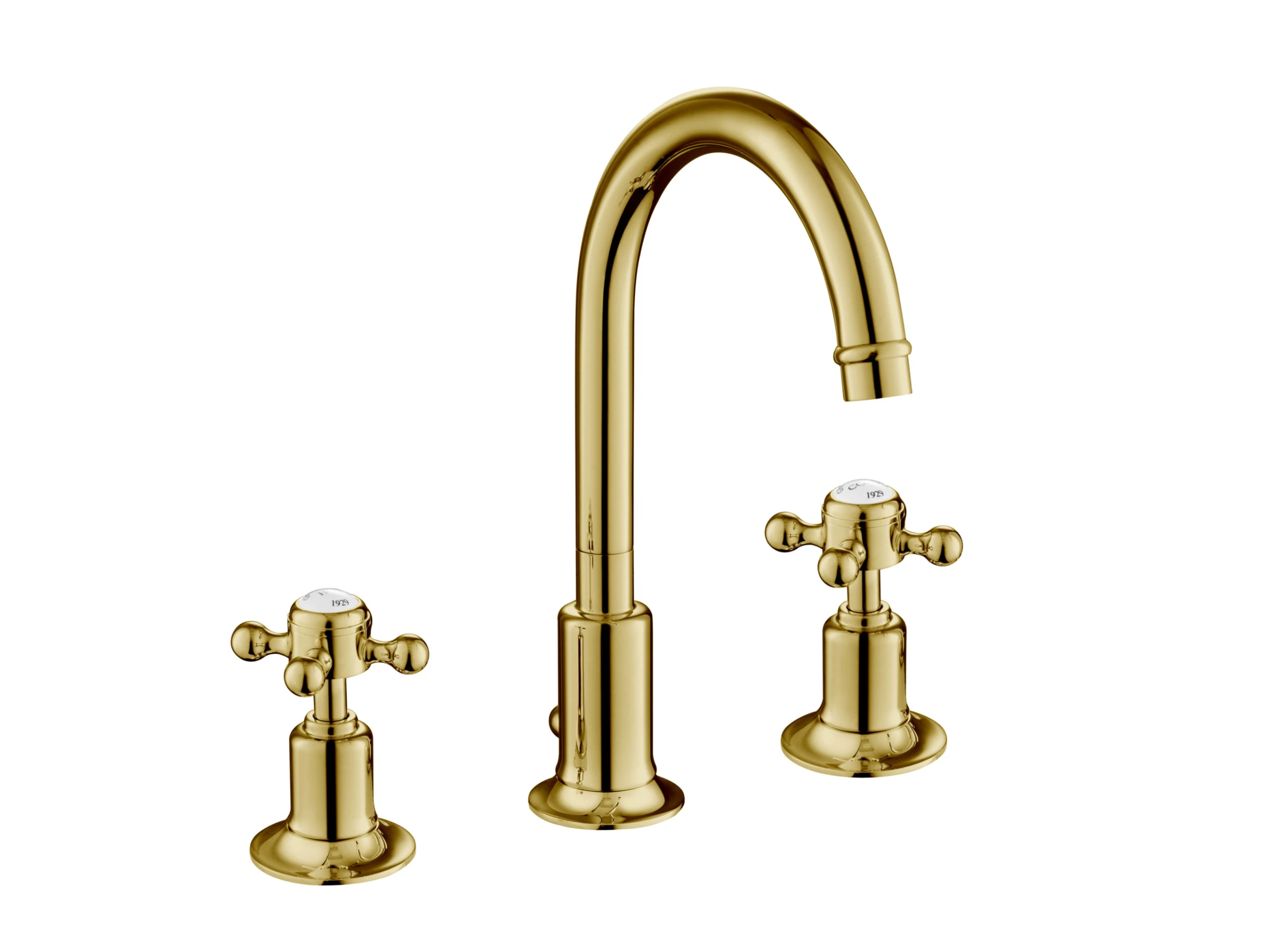 Just Taps Grosvenor Cross 3 Hole Deck Mount B. Mixer Swivel Light Gold