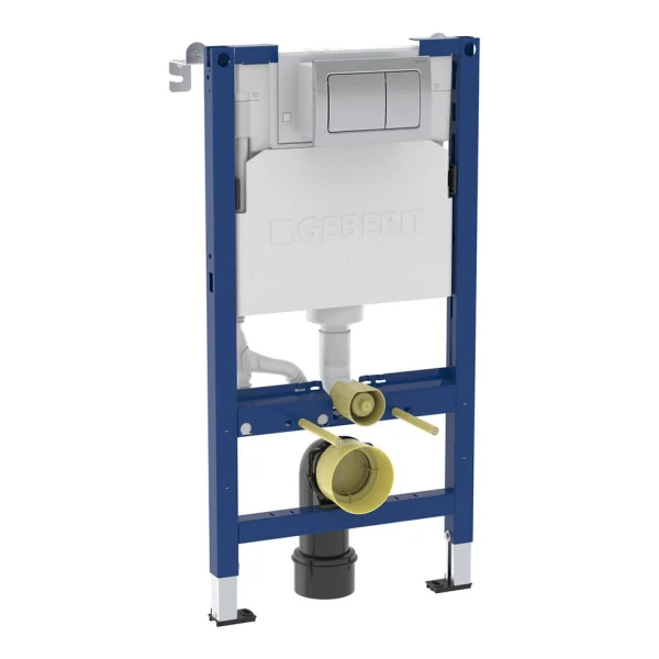 Geberit Duofix 1120mm Frame For Wall Hung Pans, Delta Cistern & Delta30 Flush Plate - Gloss Chrome