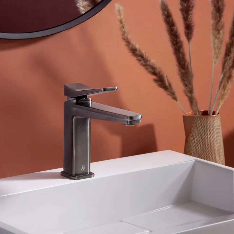 Just Taps Hix Tall Single Lever Basin Mixer Brushed Black detail view - Image 2