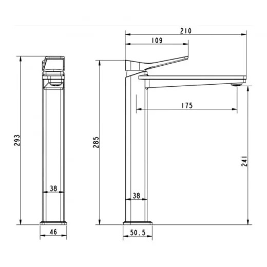 Just Taps Hix Tall Single Lever Basin Mixer Brushed Black detail view - Image 3