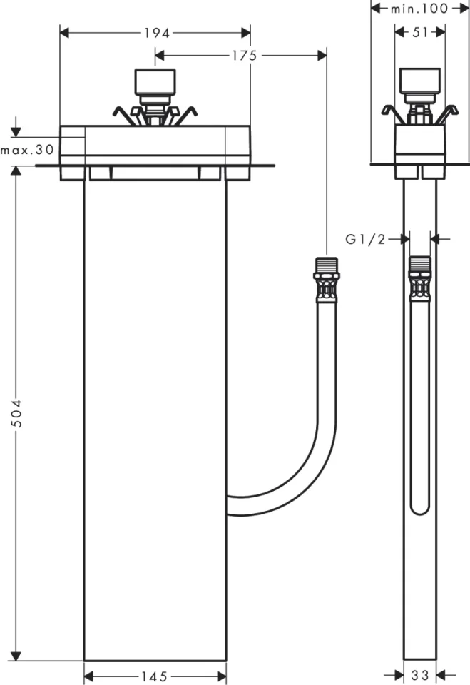 Hansgrohe Sbox Rim And Tile Mounted Bath Basic Set detail view - Image 2