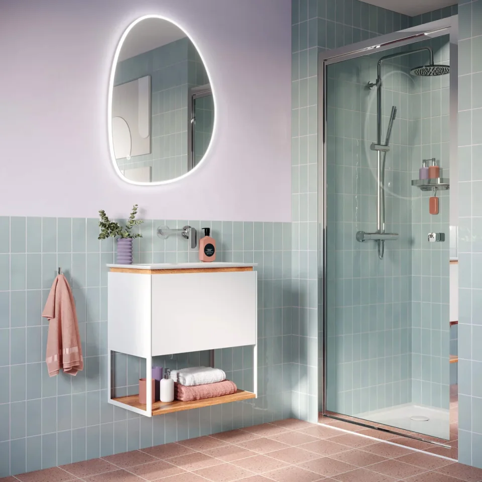 Crosswater Mada Shelf & Frame 500 Matt White detail view - Image 3