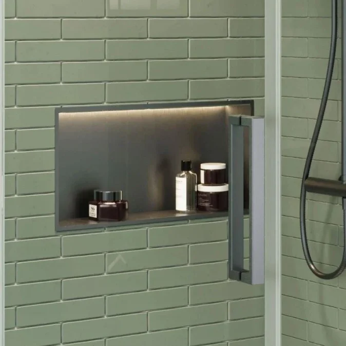 Crosswater Niches 610 X 305mm With Led Light Strip Slate detail view - Image 2