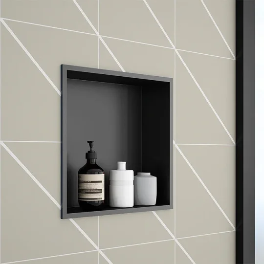 Crosswater Niches 305 X 305mm With Led Light Strip Matt Black detail view - Image 2