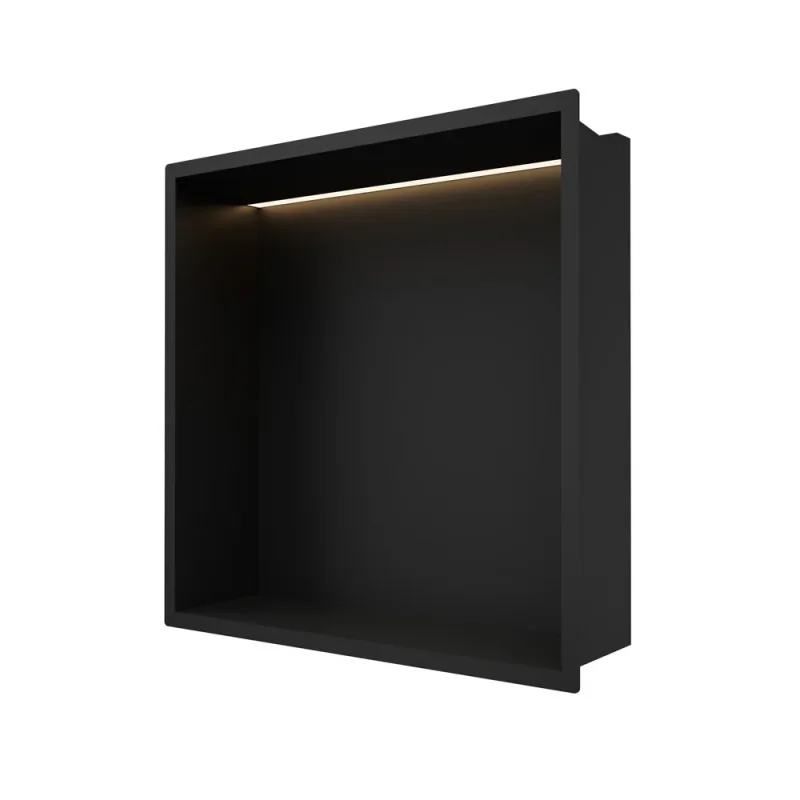 Crosswater Niches 305 X 305mm With Led Light Strip Matt Black detail view - Image 3