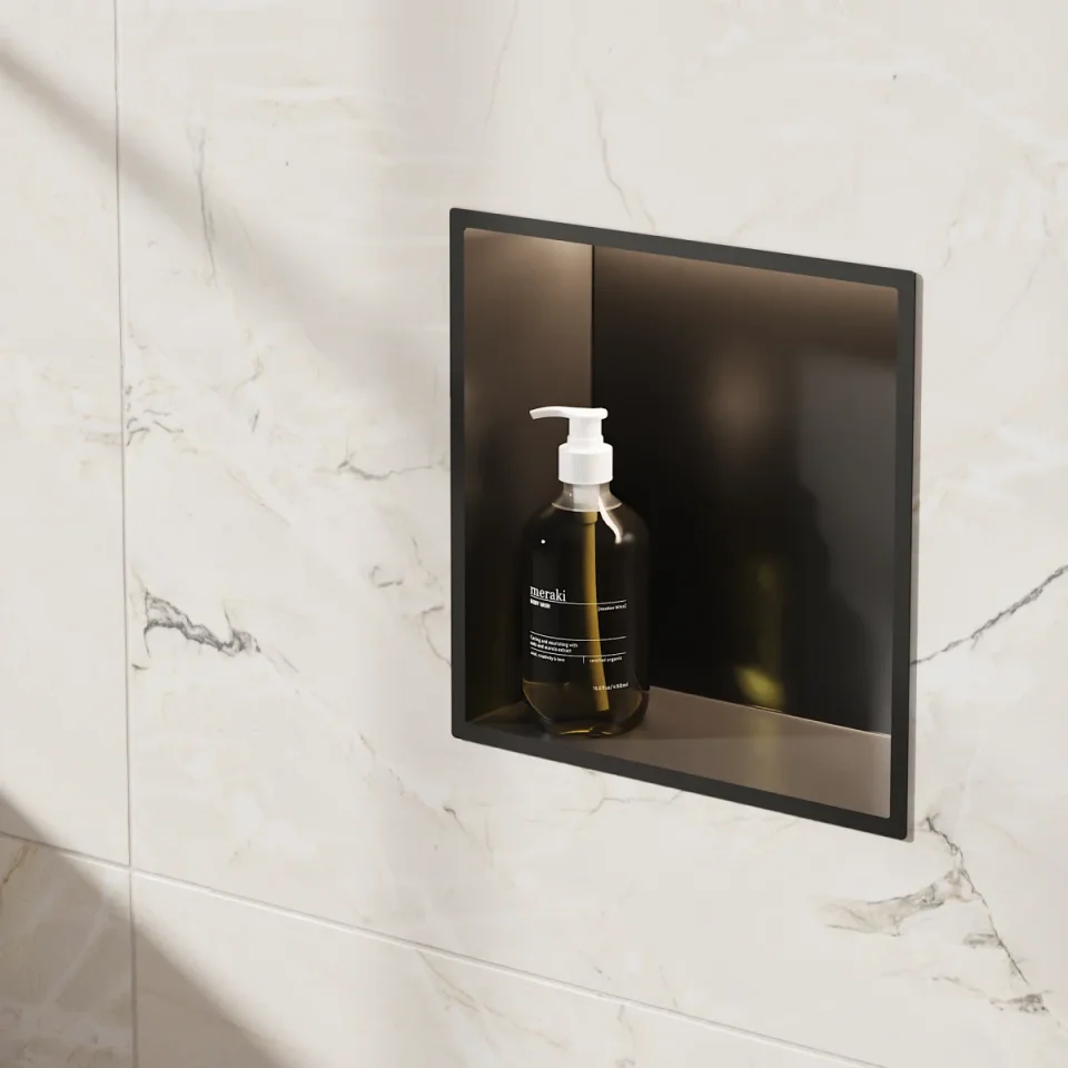 Crosswater Niches 305 X 305mm With Led Light Strip Matt Black detail view - Image 4