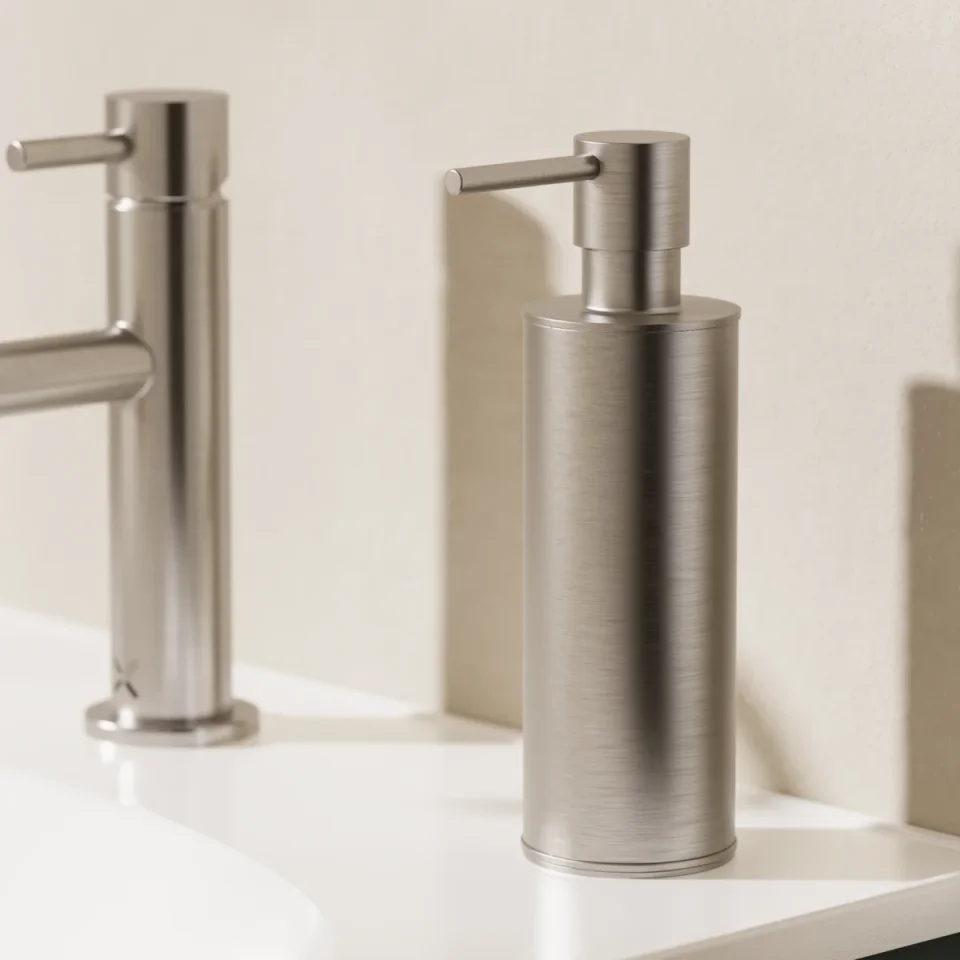 Crosswater Mpro Freestanding Soap Dispenser Stainless Steel Effect detail view - Image 2
