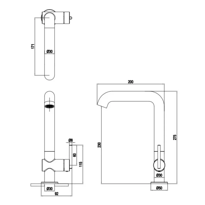 Crosswater 3ONE6 Lever Basin Side Deck Mixer 2 Handle Stainless Steel detail view - Image 2