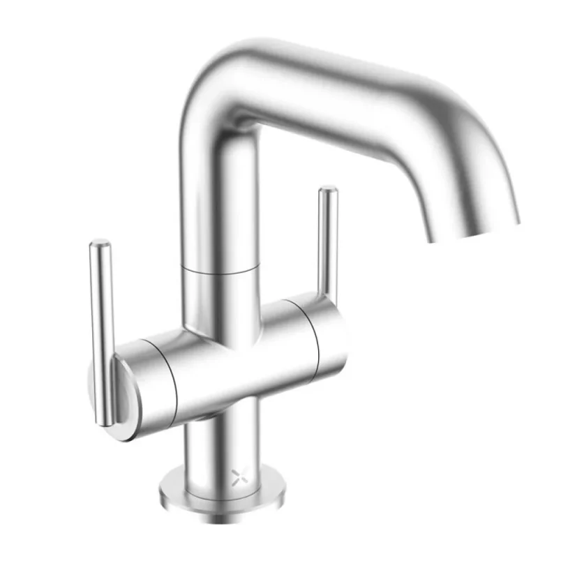 Crosswater 3ONE6 Lever Basin Side Deck Mixer 2 Handle Stainless Steel detail view - Image 3