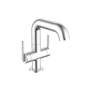 Crosswater 3ONE6 Lever Basin Side Deck Mixer 2 Handle Stainless Steel