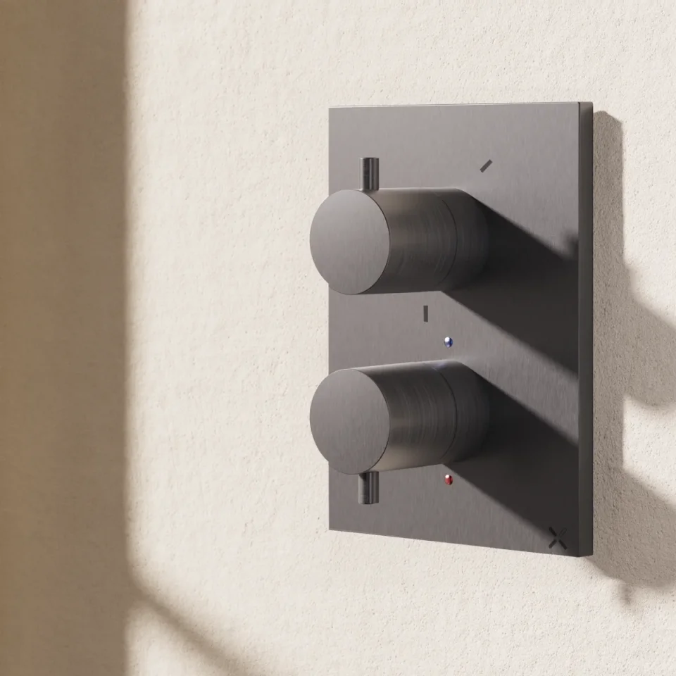 Crosswater Mpro Crossbox 3 Outlet Trim & Valves Slate detail view - Image 6