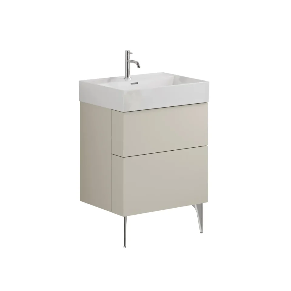 Crosswater Avenue Two Drawer Wall Hung Vanity 600mm Warm Stone detail view - Image 3