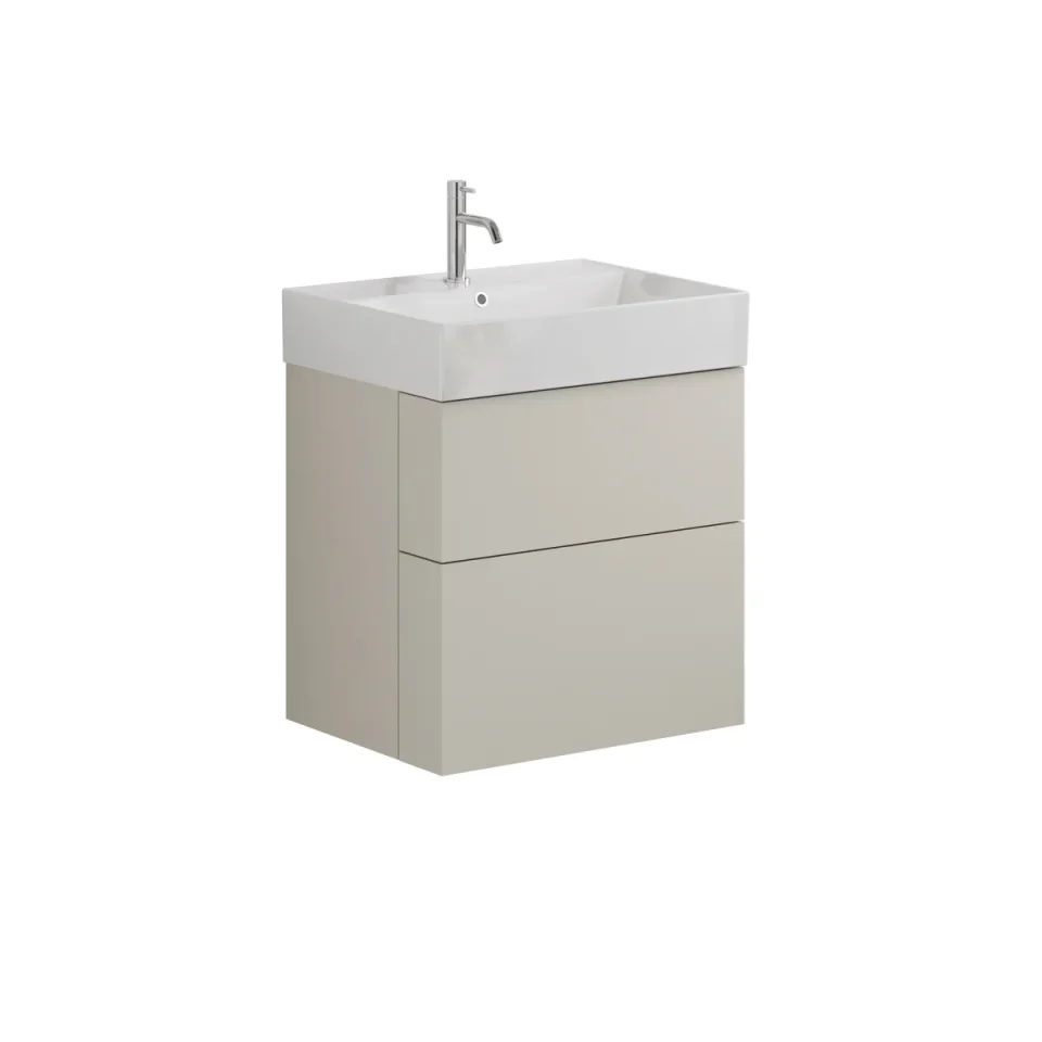 Crosswater Avenue Two Drawer Wall Hung Vanity 600mm Warm Stone product image - Image 1