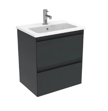 Saneux Uni 50cm 2 Drawer Wall Mounted Unit - Matte Anthracite