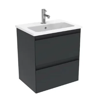 Saneux Uni 50cm 2 Drawer Wall Mounted Unit - Matte Anthracite