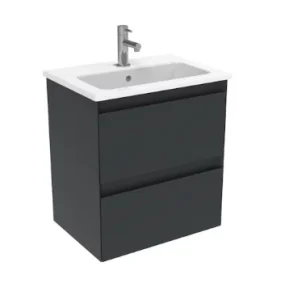 Saneux Uni 50cm 2 Drawer Wall Mounted Unit - Matte Anthracite