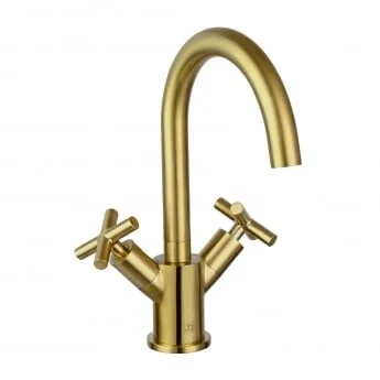 Just Taps Solex Mono Deck Mounted Swivel Spout Basin Mixer Brushed Brass