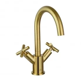 Just Taps Solex Mono Deck Mounted Swivel Spout Basin Mixer Brushed Brass product image - Image 1