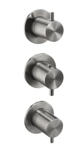 Just Taps Vos Modular 3 Handle 3 Outlet Thermostatic Shower Valve Brushed Black