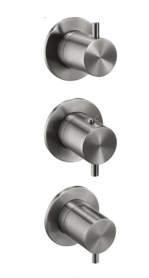 Just Taps Vos Modular 3 Handle 3 Outlet Thermostatic Shower Valve Brushed Black product image - Image 1