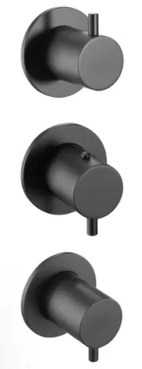 Just Taps Vos Modular 3 Handle 2 Outlet Thermostatic Shower Valve Matt Black product image - Image 1