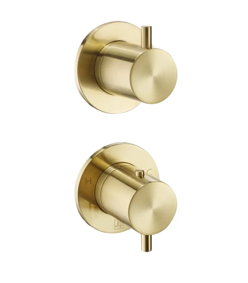 Just Taps Vos Modular 2 Handle 2 Outlet Thermostatic Shower Valve Brushed Brass product image - Image 1