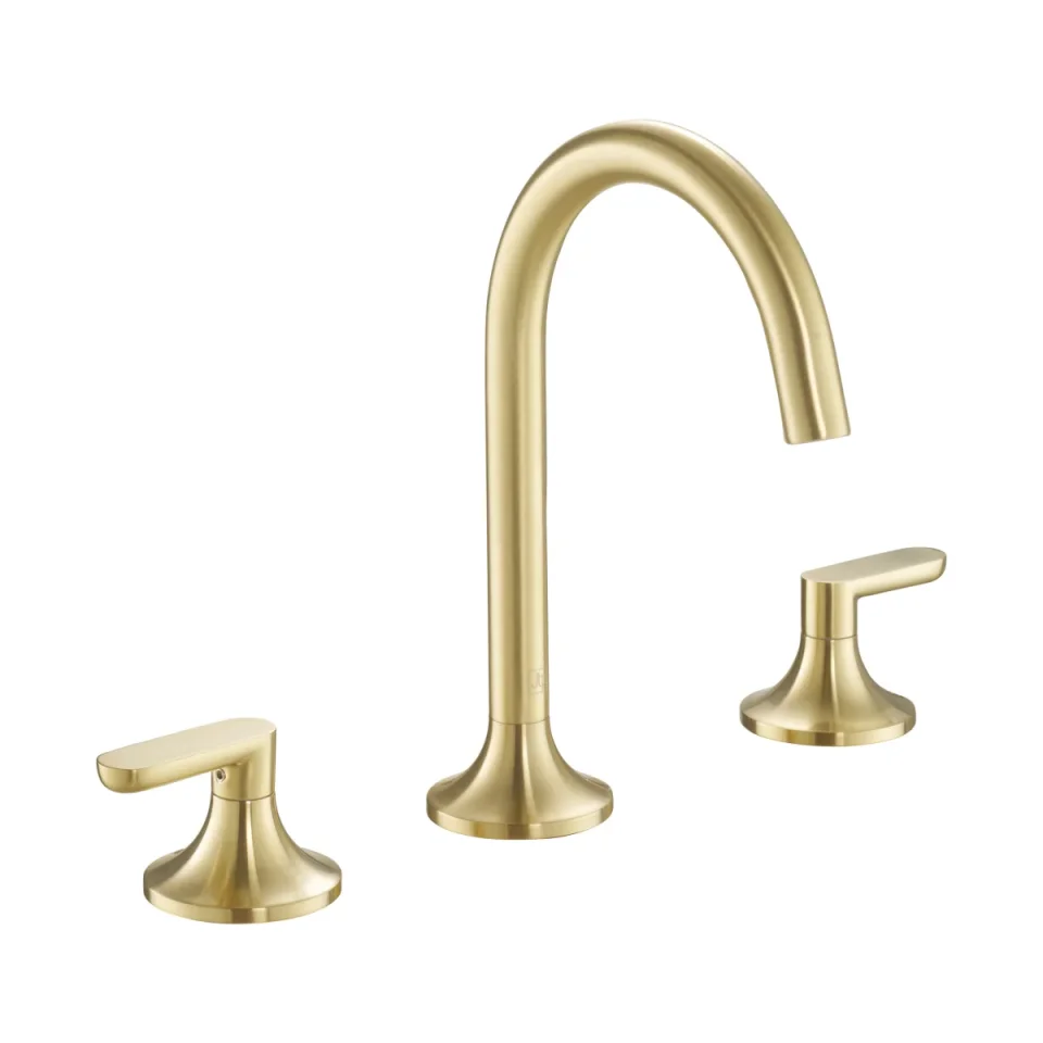 Just Taps Kono 3 Hole Deck Mounted Basin Mixer (both Handles Included) Brushed Brass product image - Image 1