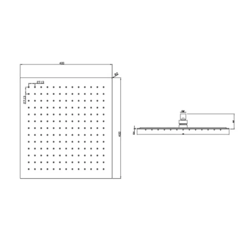 Just Taps Glide Ultra-Thin Square Shower Head 400mm Chrome detail view - Image 2