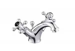 Just Taps Grosvenor Cross Basin Mixer With Puw Matt Black