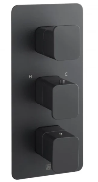 Just Taps Hix Thermo Valve 2 Option 3 Handle Vertical Matt Black