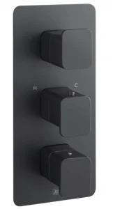 Just Taps Hix Thermo Valve 2 Option 3 Handle Vertical Matt Black
