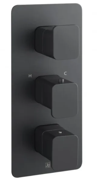 Just Taps Hix Thermo Valve 2 Option 3 Handle Vertical Matt Black product image - Image 1